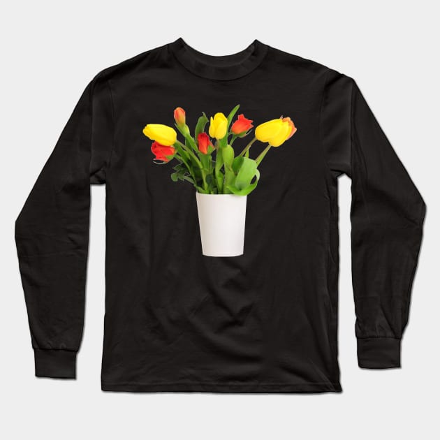 Yellow Tulips and Red Roses Long Sleeve T-Shirt by DesignMore21